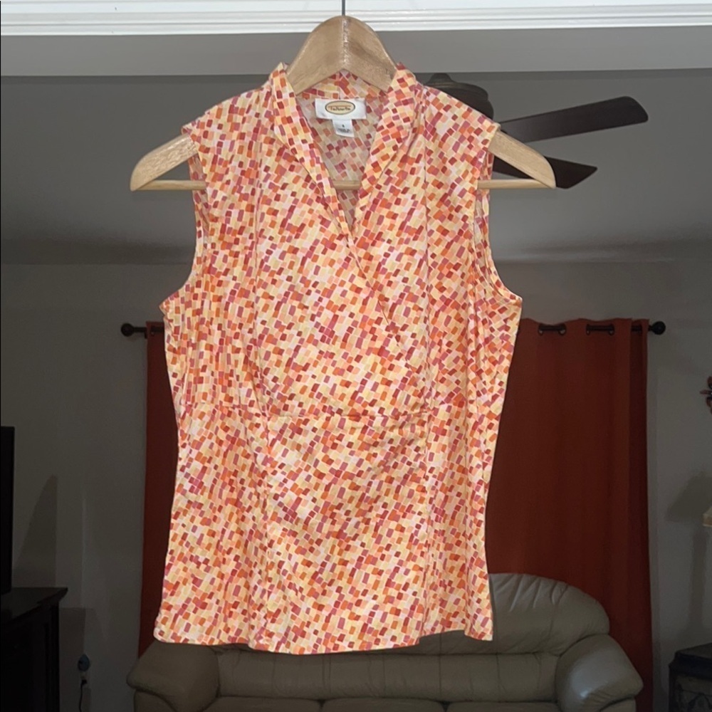 Talbots Colorful Sleeveless Women's V-Neck Top Size 4